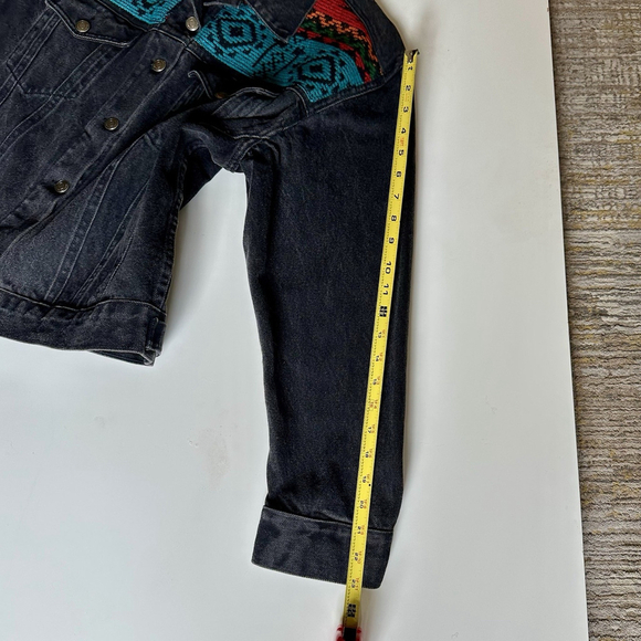 Vintage Woolrich Aztec Black Denim Jacket Size Small Navajo Tribal - Picture 10 of 12